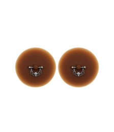 Paire de cache-tétons piercing barre demi-anneau faux diamant peau foncée - XP008F